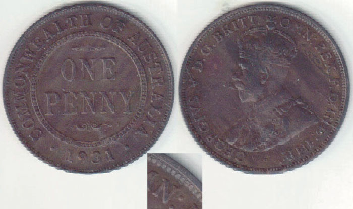 1931 Australia Penny (Indian die) A003437